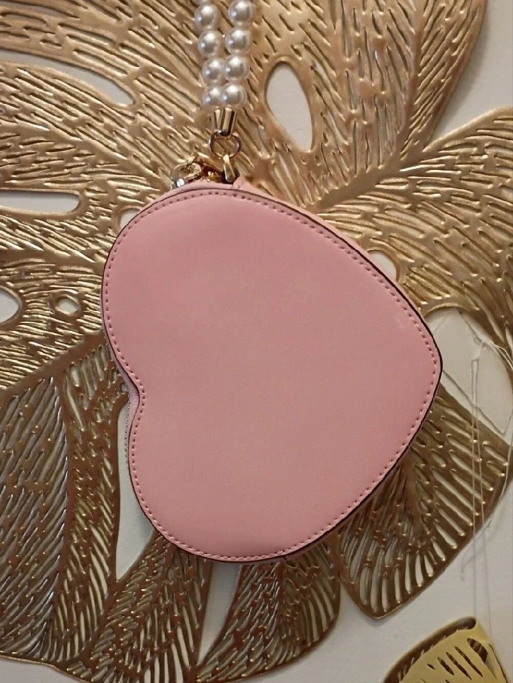 kate spade Pink Heart Wristlet with Pearl Strap